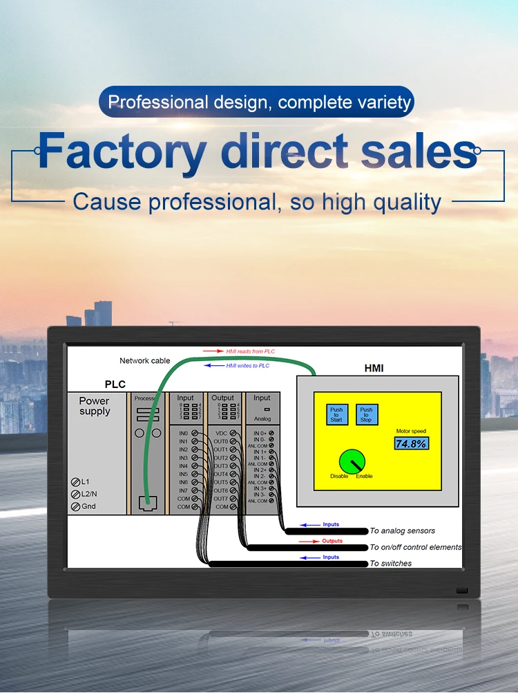 13.3 Inch LCD Display Computer Monitor Plastic Case LED Backlight 12V DC Input Wall Mount Desktop Industrial Monitor