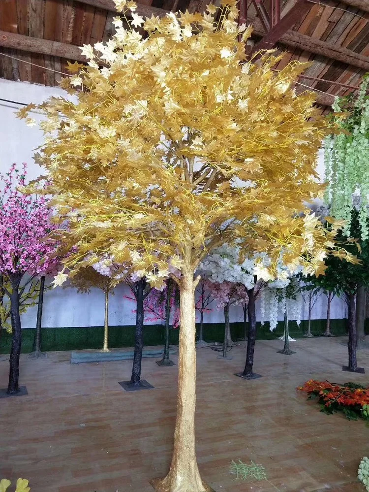 L118 оптовая продажа уличное украшение шелковое искусственное золото карликовое гинкго растение дерево желтое осеннее для продажи