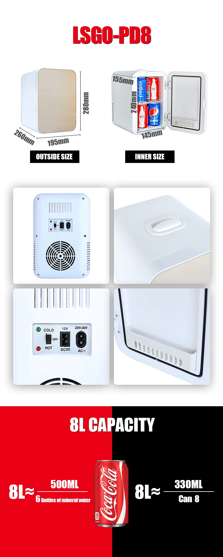 High Quality 4l Hotel Room Refrigerators Custom Small Commercial