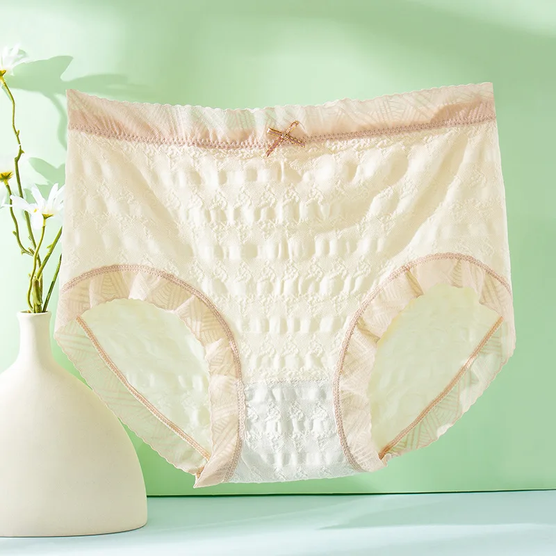 Cotton Panties Women's Underwear Seamless Breathable Underpants Stretchy Soft Pure Color Mid