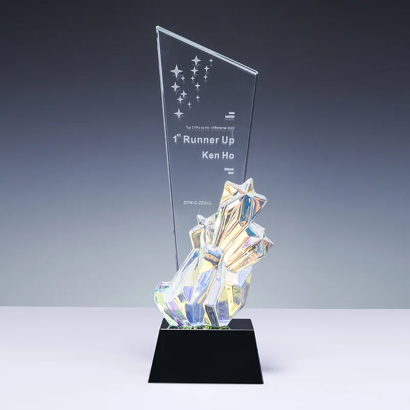 Factory direct custom plated resin blade row k9 crystal trophy details