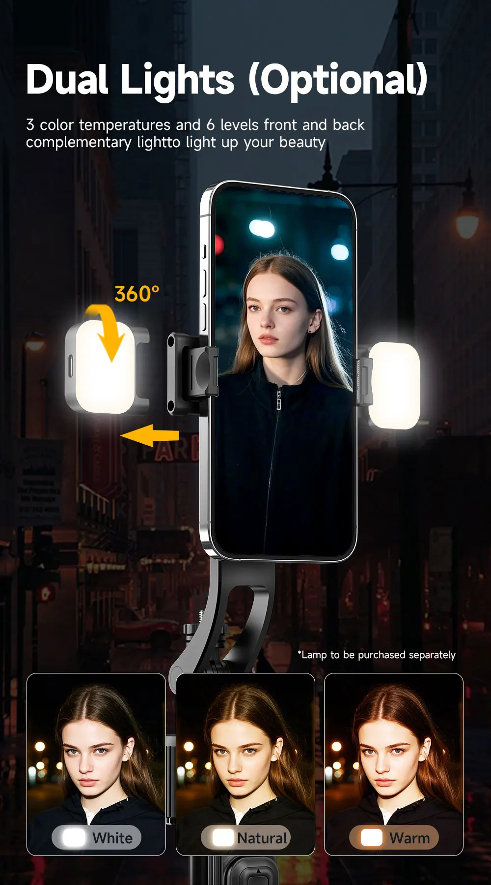 OUTSTANDING TT07 Auto Facial Tracking Telescopic Foldable Aluminum Alloy Selfie Stick 360 Rotation 69.3" Tripod Remote Gesture