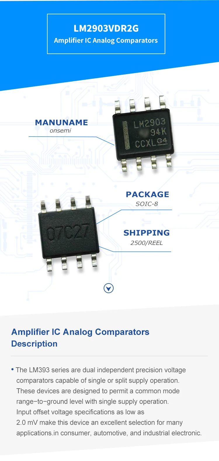 Lm2903vdr2g China Supplier Wholesale Electronics Component Integrated