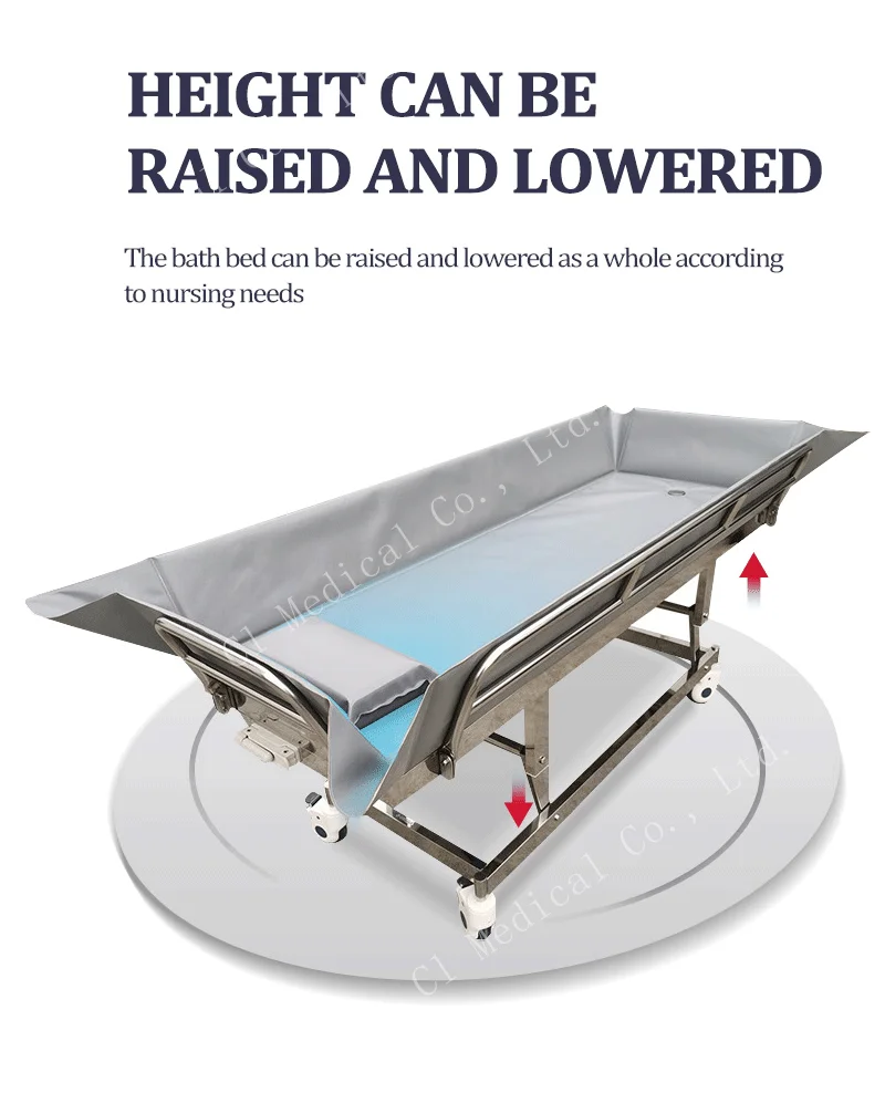 High Quality Height Adjustable Hospital Shower Trolley Bed For Disabled