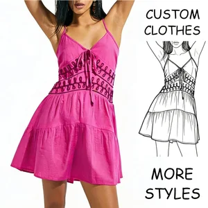 Custom Halter Neck Sleeveless Summer Mini Dresses Women Casual Spandex/Polyester Fabric Anti-Wrinkle & Breathable Daily Wear