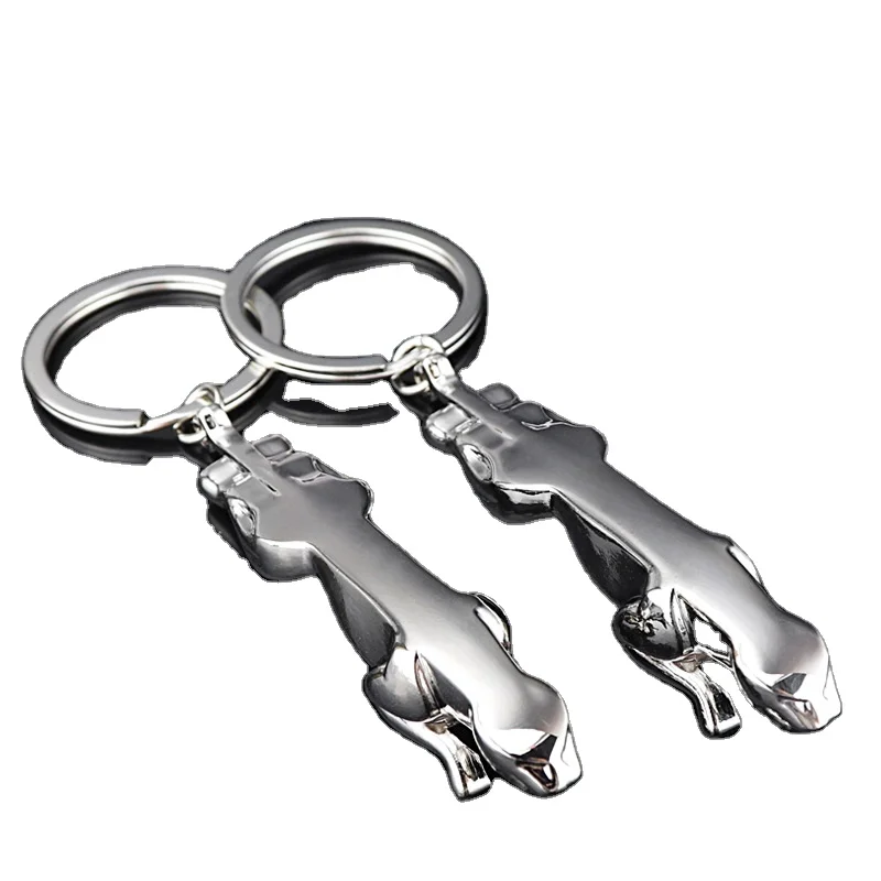 Metal Leopard Print Keyring Gold Rhinestone Keychain Cute Cheetah