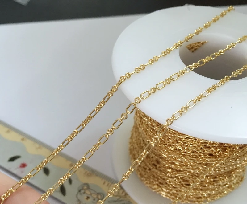 Gold Filled 3+1 Round Cable Rectangular Chain For Jewelry Making