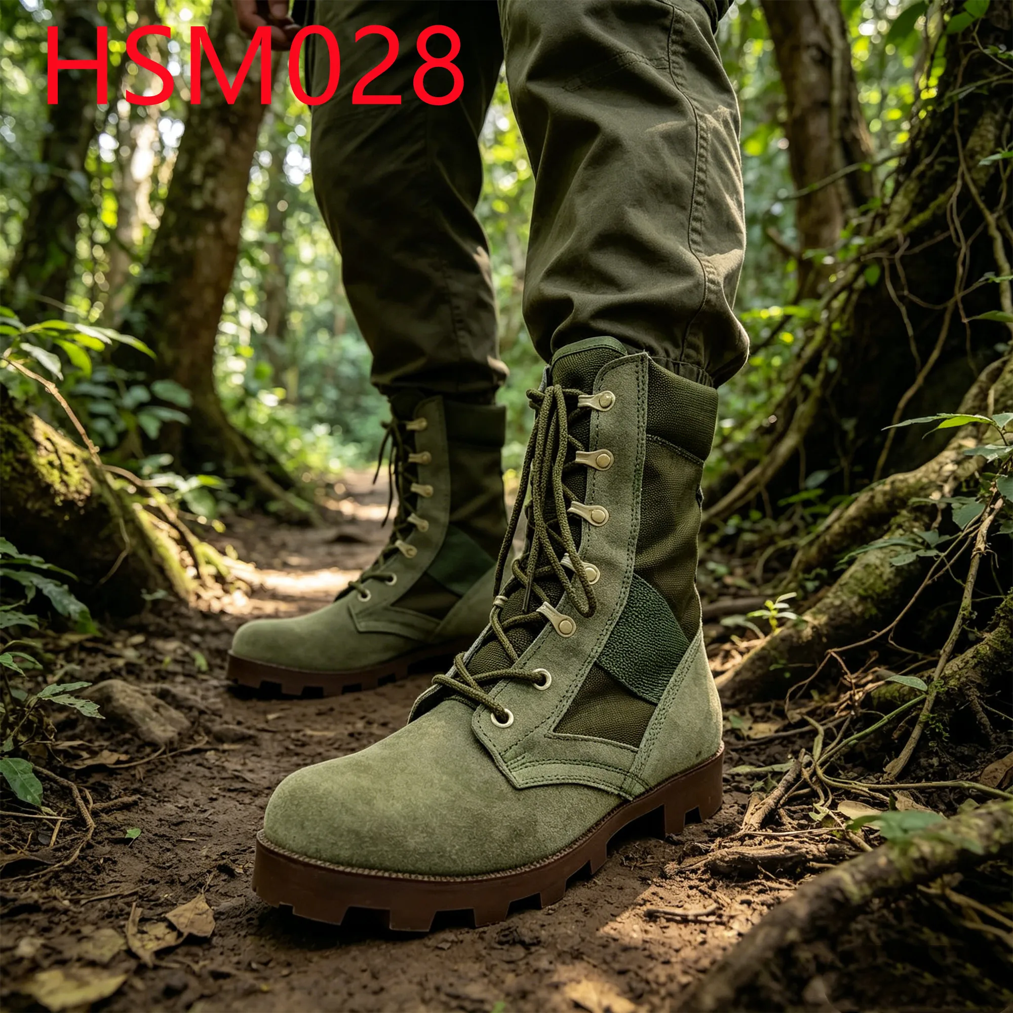 YYR,Philippines Market Anti-rip Suede Leather Green Hunting Boots Woodland Exploration Easy Hidden Hua Singh Jungle Boots HSM028