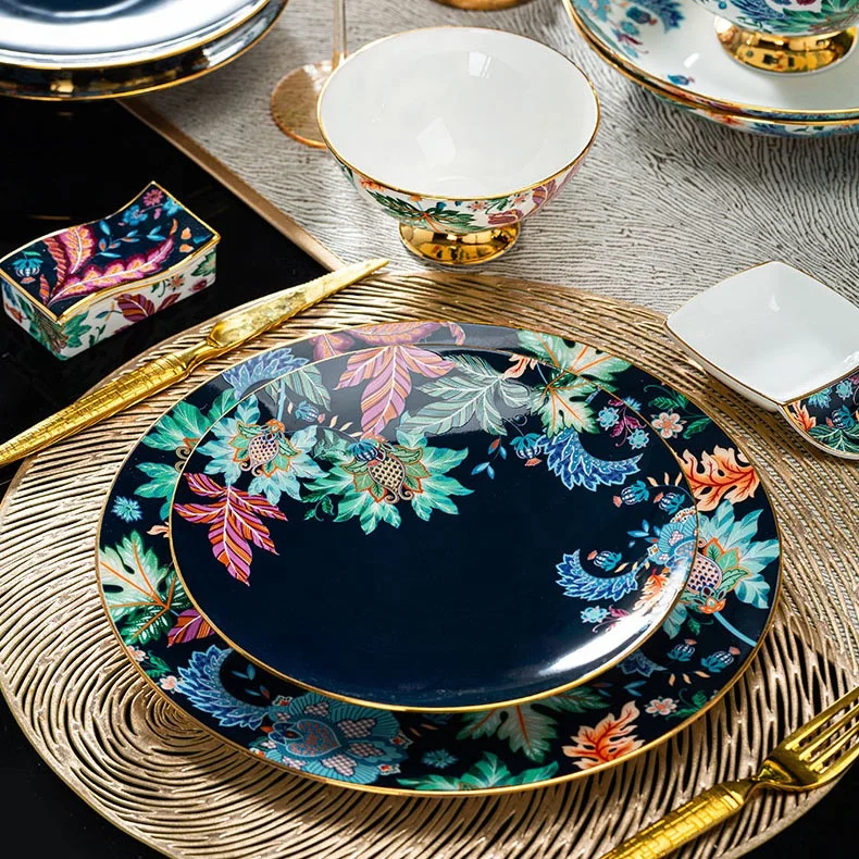 Ceramic Cutlery Set Chinese-style Dishes Home Bone China Luxury High-end  Dishes and Dishes