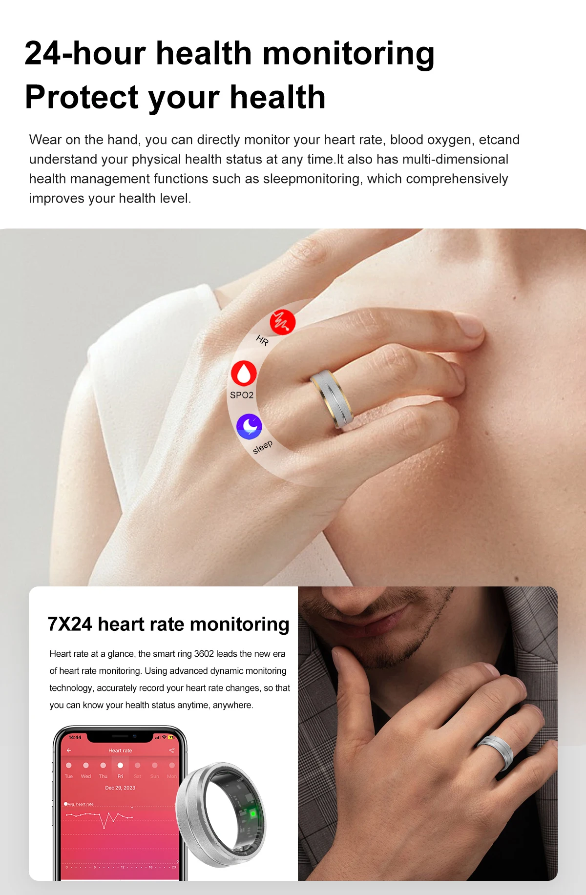 2024 Smart Rings For Men Women Health Monitor Camera Control Heart Rate Blood Oxygen Sport Steps Sr01 Smart Ring Fitness Tracker - Buy 2024 Smart Rings fitness Tracker Smart Rings health Sleep Tracking Rings