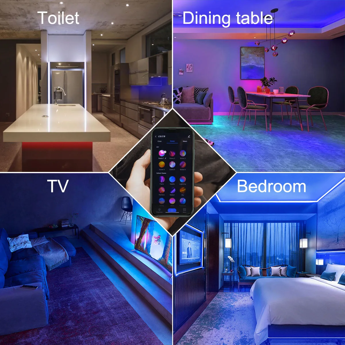 RGBIC LED Strip Ambience Light Kit WIFI Blue Tooth Smart APP Control Color Segment 12V WS2811 5M 10M Waterproof RGB Strip Lights
