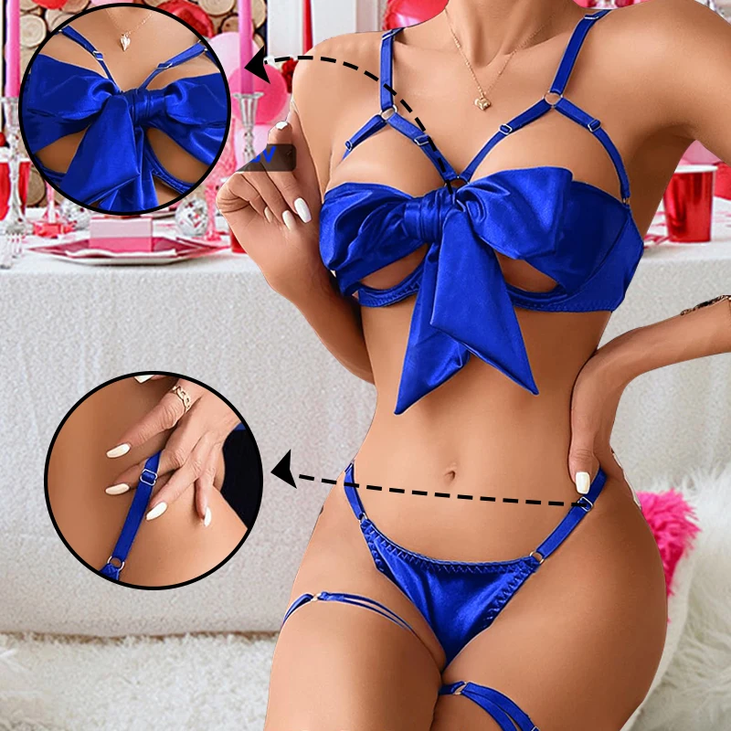 New Design Black Women Lingerie Pakistan Sexy Ladies Big Bow Lingerie Line  Women Underwear and Panties