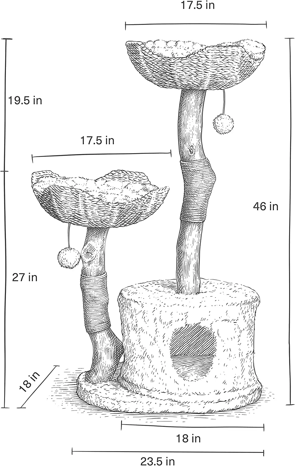 Modern Cat Tree Tower For Large Cats,Real Branch Luxury Wood Cat Tower