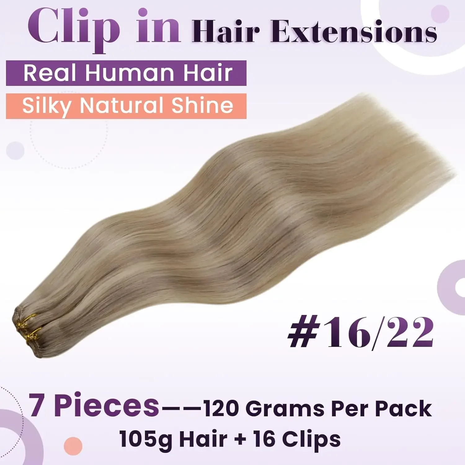 LaaVoo Clip-in-Haarverlängerungen für Frauen, 30,5–55,9 cm, 7-teilig, Highlight-Blond, 100 % echtes brasilianisches Haar, Clip-in-Extensions, 80 G/105 G_voghion.com