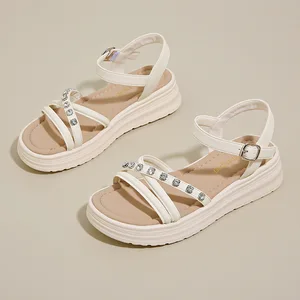 688-3 New Arrival Women Slip-On Open Toe Ankle Strap Flat Sandals Soft Sole Beach Women's Sandals