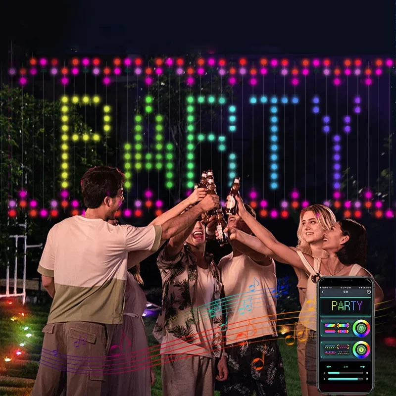 APP Curtain Light Point Control LED fairy Light Outdoor Decoration Curtain Screen Bluetooth DIY Programming Atmosphere Light