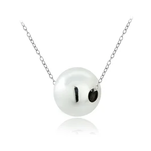 Rhodium Plated 925 Sterling Silver Ball Bead Necklace XH Jewelry Wholesale