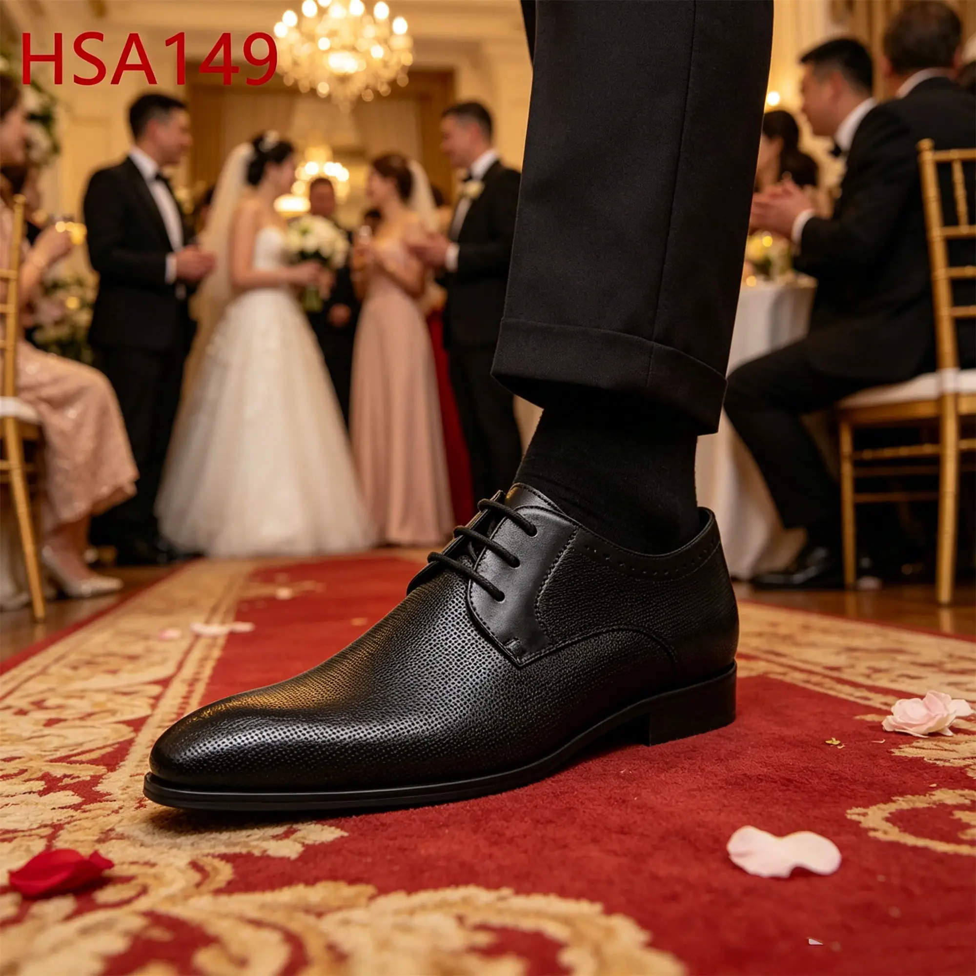 ZYF,Award Ceremony Full Grain Leather Lace up Fashion Dress Shoes Charity Ball Sophisticated Style Black Uniform Shoes HSA149