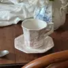 Pink vine octagonal cup and saucer 300ml+15cm