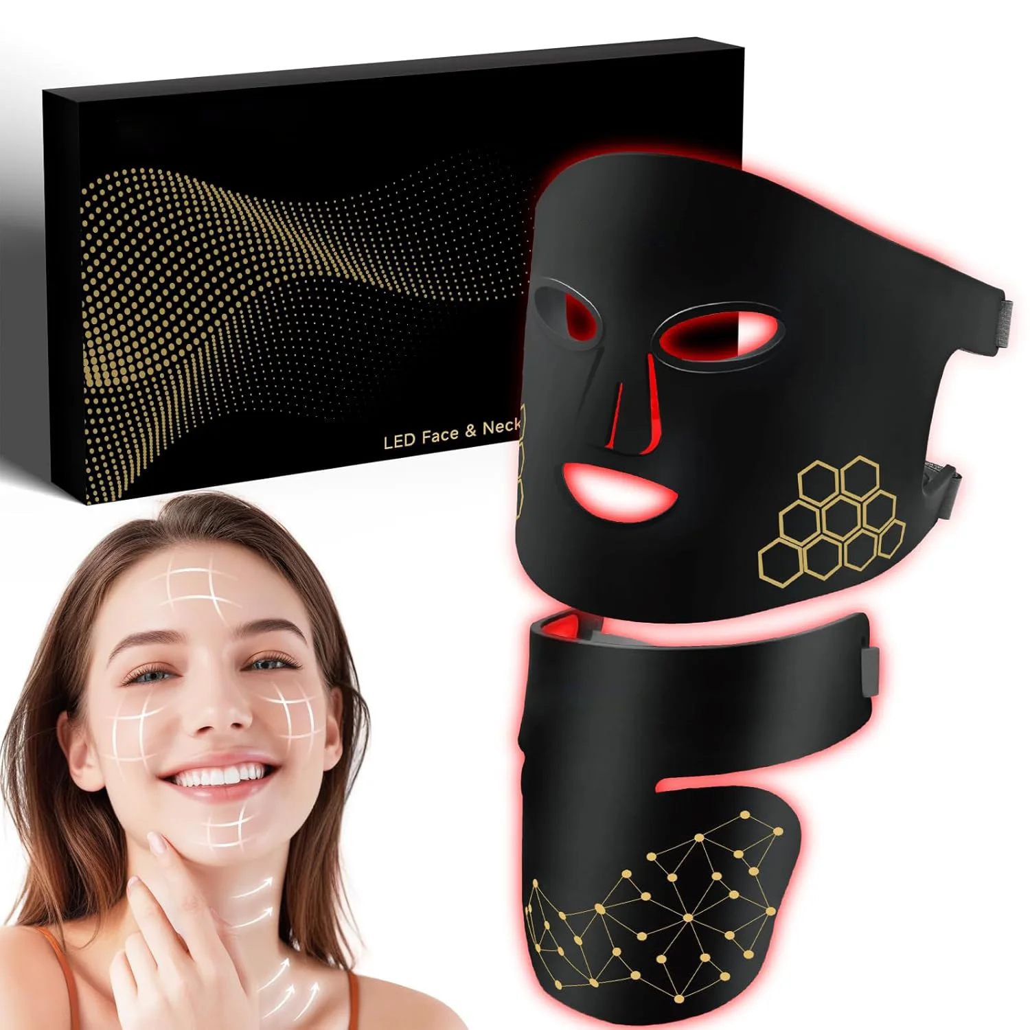LED Therapy Mask Silicone Face Mask Red Blue Yellow Infrared Light Skin Rejuvenation Wrinkle Remover Anti Aging Acne Treatment_voghion.com