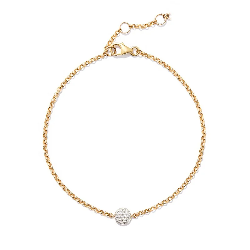 Milskye Hot Selling Minimalist Two Color Gold Plated Sterling Silver Pave Diamond Round Bracelet