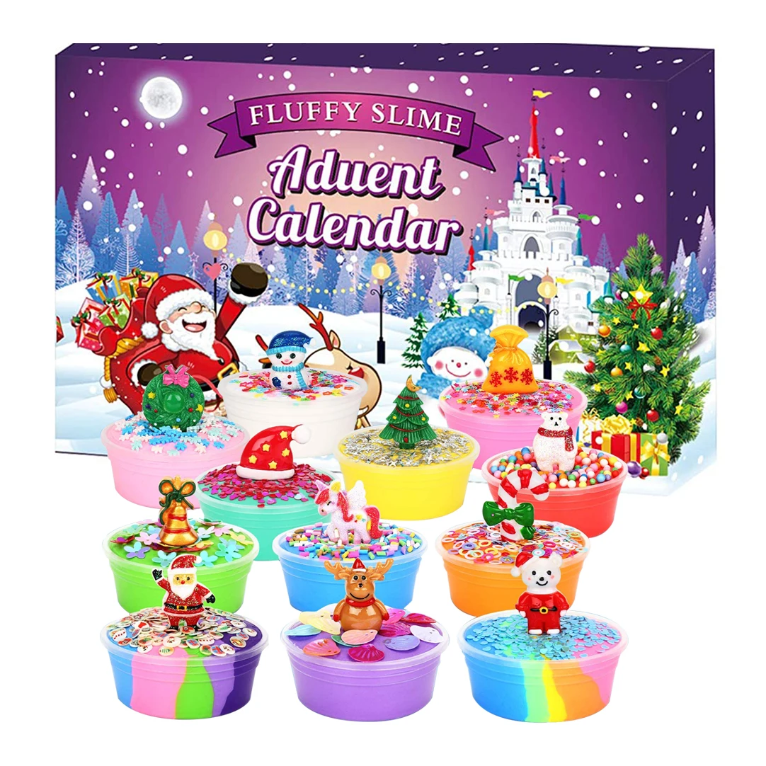 24-Pack Best Kids Toy Colorful Air-Dry Clay Slime Kit DIY Blind Box Slime  Filled Advent Calendar 12 Colors Educational Modeling