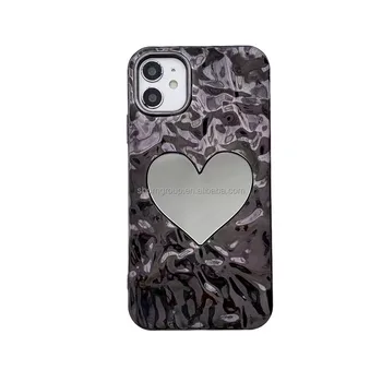 Heart Mirror Luxury Fashion Cell Phone Case for iPhone 16 15 14 13 12 11 Pro Max Mirror Phone Cover Heart Case Bracelet