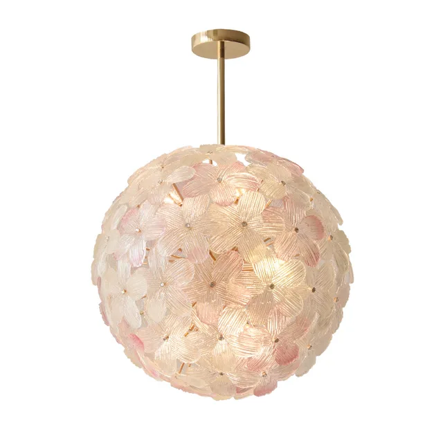 European Style Wedding Deco Flower Glass Ball Shape Pendant Lamp Hotel Bedroom Corridor Luxury Crystal Chandelier Lights