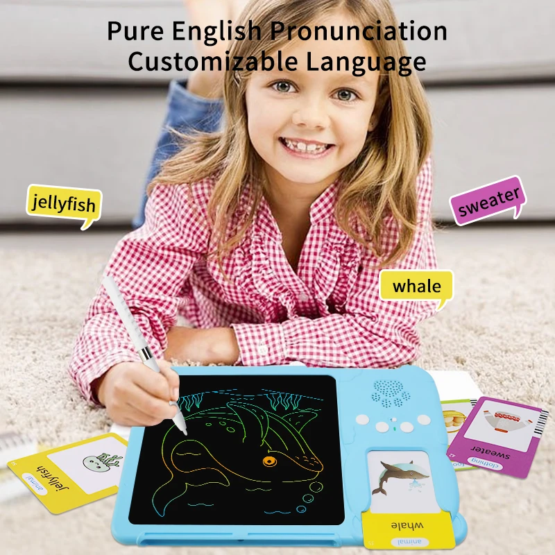 Magic  Kid Digital Pad LCD Drawing  Talking Flash Cards  Portable Graphics  Flash Card Reader Handwriting Education Board