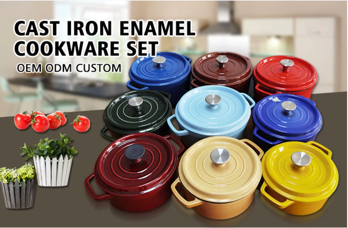 Traditional Soup Cooking Pot Round Covered Dutch Oven Enameled Cast