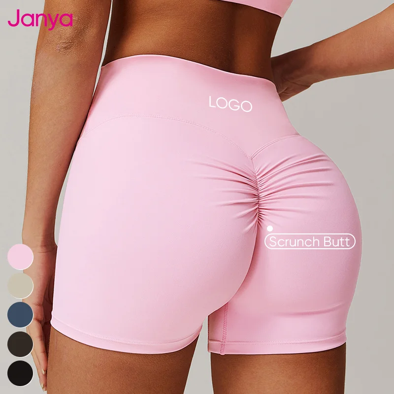 Janya 2025 Breathable Solid Women's Activewear Sports Suit Hot Sale 3 Piece Gym Fitness Sets Scrunch Butt Short Pants Shorts