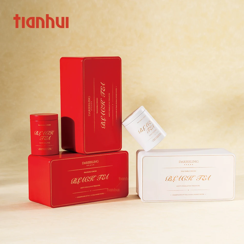 Tarros metálicos redondos mini Tianhui para envasado de té suelto, matcha y especias