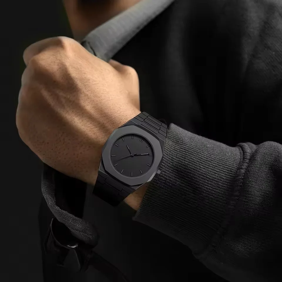 CS008 Gift Set Four Piece Black Rings Bracelets Necklaces Muslim Quartz Watches Without aperçu 5