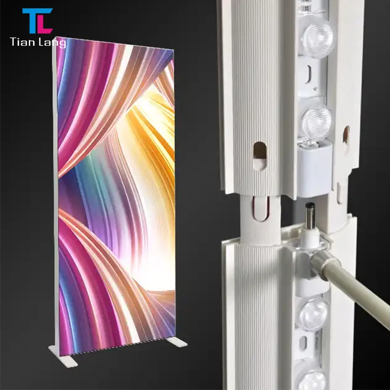 TianLang valgusnäidiskast plakatite kiiresti ühendavale raamile LED turunduse tekstiilne LED valgusnäidiskast PVC valgusnäidiskasti seisukast pildistamine aküüli LED valgusnäidiskast