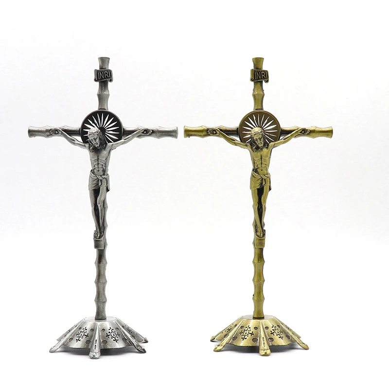 Wholesale Metal Standing Cross - Bamboo Shape Religious Crucifix