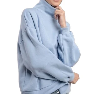 Custom High Quality Embroidered Front Loose Casual Sports Fleece Hoodie Pullover Turtleneck Sweatshirts