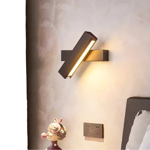 Minimally Modern LED Aluminum Acrylic Wall Lamp Hotel Bedroom Headboard Decorative Light 350 Degree Rotating Reading Fixture