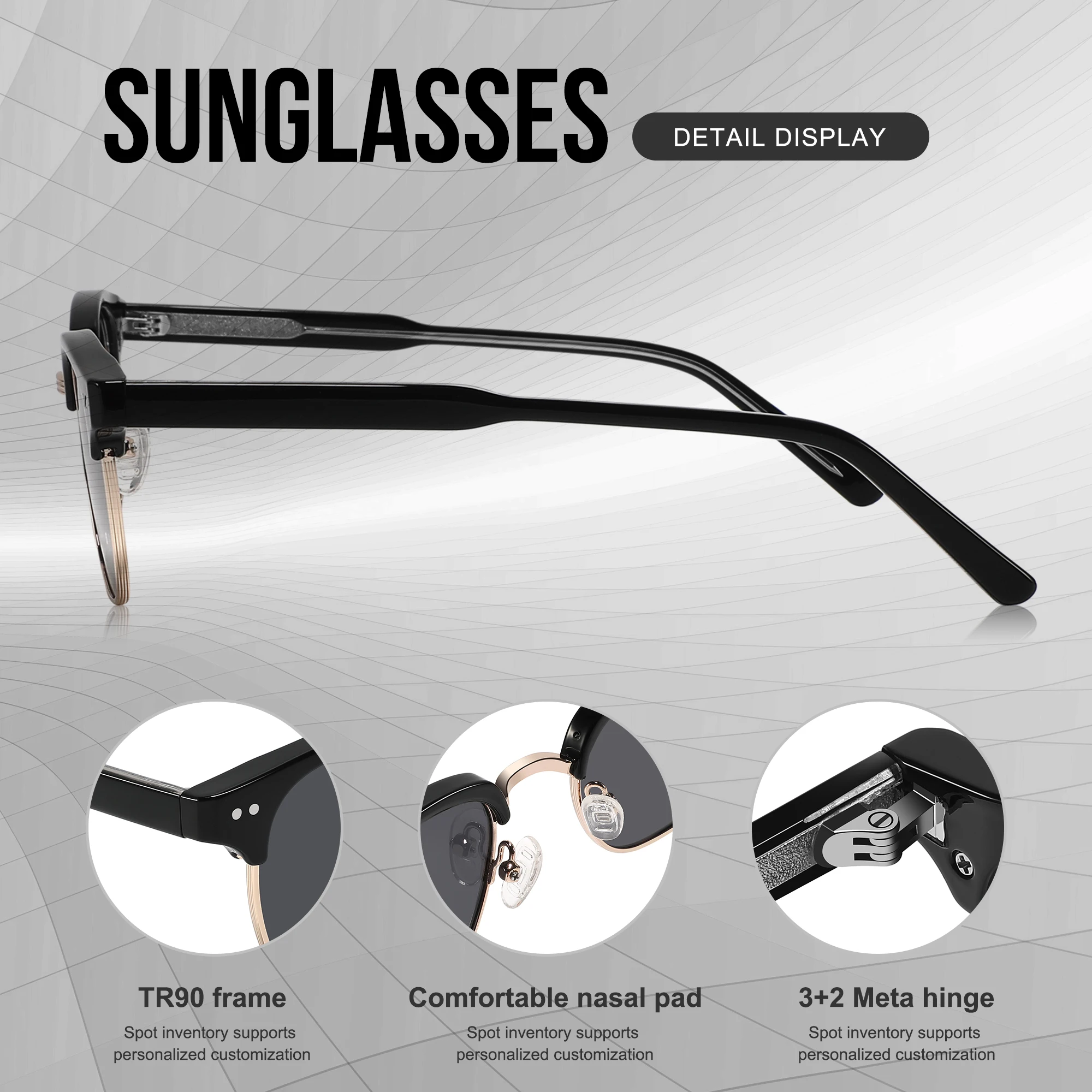2024 Half Frame Transparent High Quality Shades Men Tr90 Acetate Sunglasses