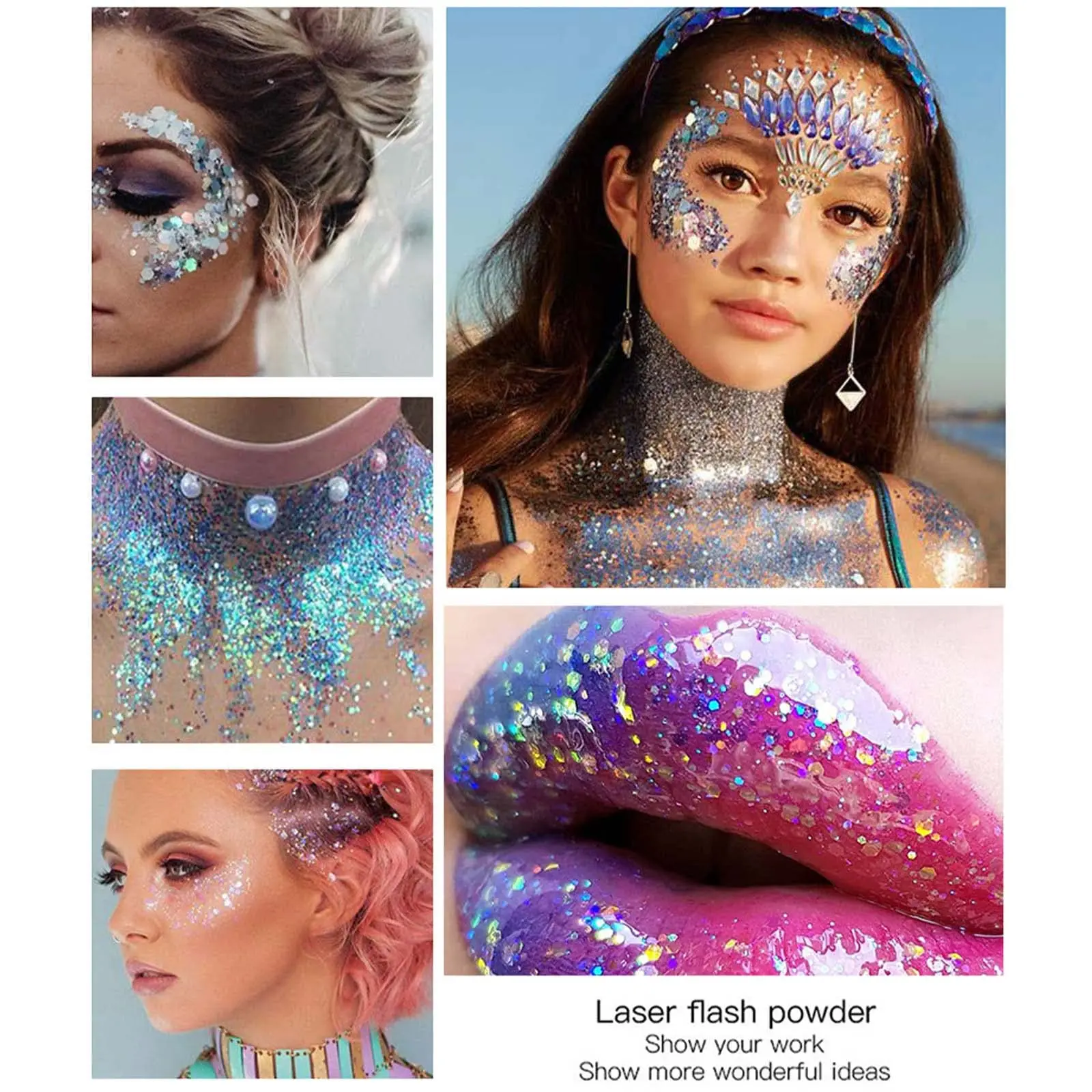 Body Glitter Gel Nail Hair Body Face Flash Glitter Festival Painting