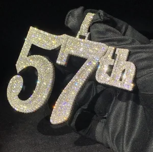 High Quality Custom logo Iced Out Fashion Jewelry Moissanite Letter Pendant Necklaces