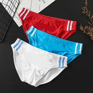 Wholesale Classic Men's Swim Briefs for Pool Beach Solid Color Men's Sexy Briefs Low Waist Underwear Quick Dry Swimming Shorts