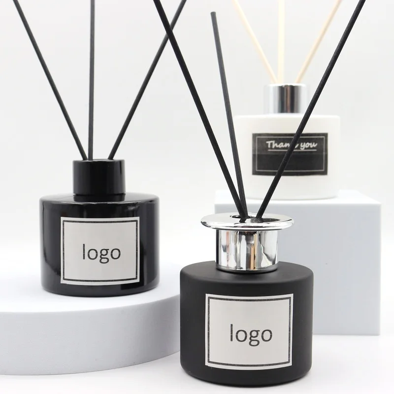 Empty Glass Reed Diffuser Bottle With Wooden Lid  Diffuser Bottle 200ml 100ml Matte Black Diffuser Bottle