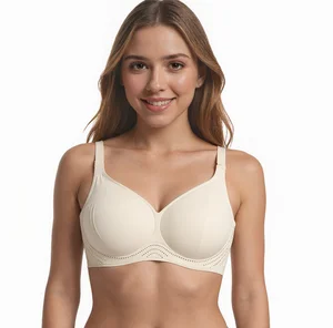 Luxurious Women's Plus Size Wire-Free Seamless Bra Fixed Cup Thin Hollow Cup Soft Support Smooth Surface Solid Pattern for Women