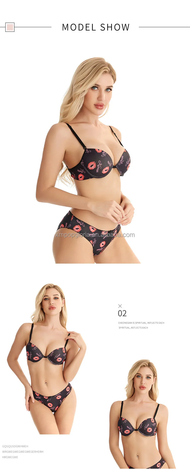 Intiflower Sl2147 Hot Selling Beauty Women Bra Briefs Set Kiss Printed