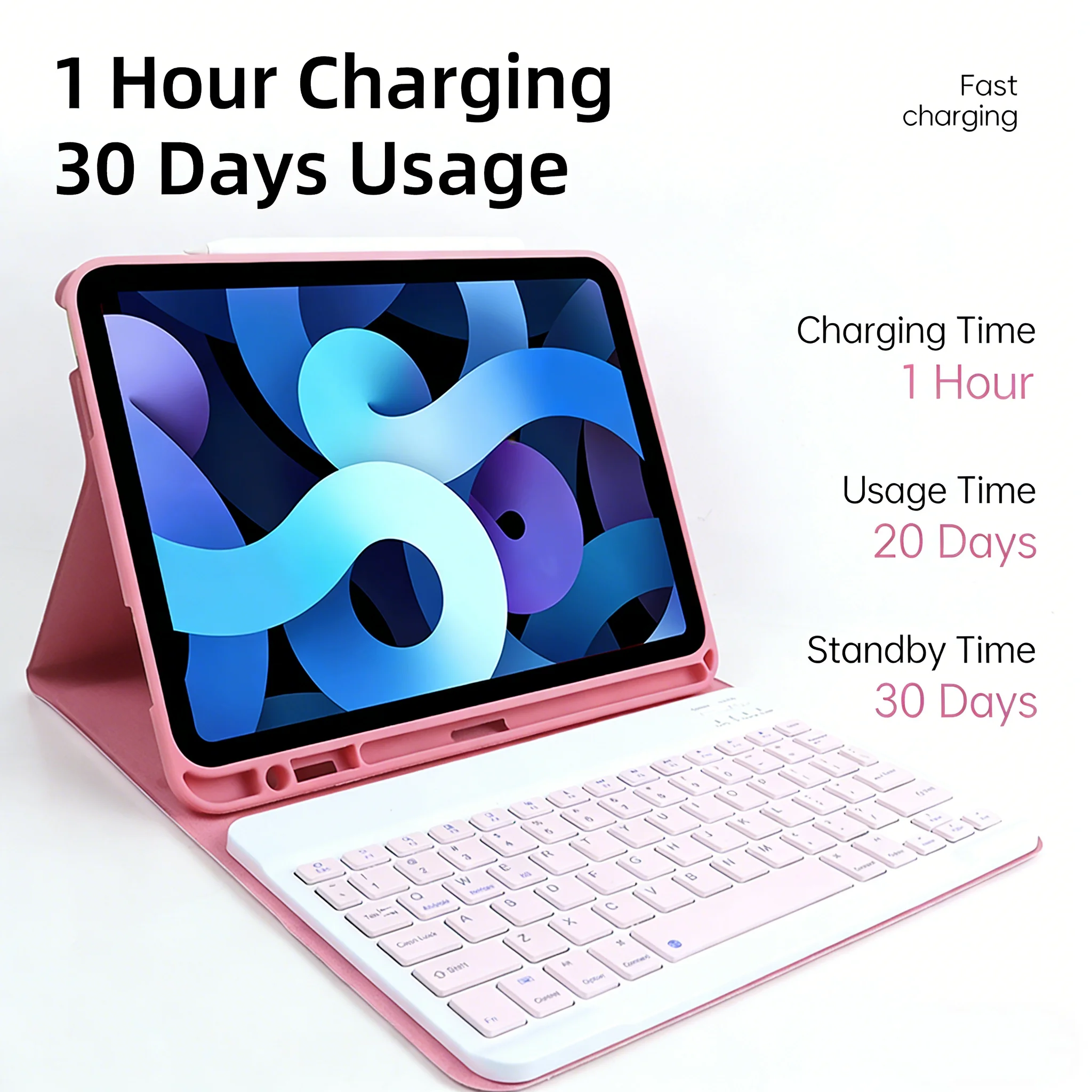 For iPad 11Inch Pink Glitter Bluetooth Magic Keyboard Case Detachable Leather Folio-Style Layout Wholesale OEM/ODM/Private Label