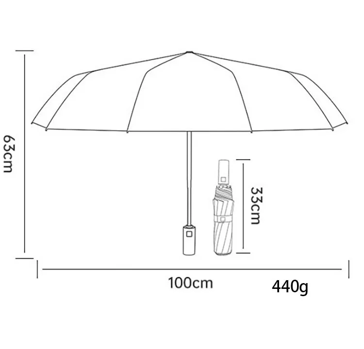 Popular Wholesale Cheap Led Light Umbrella 3 Folding Automatic Custom