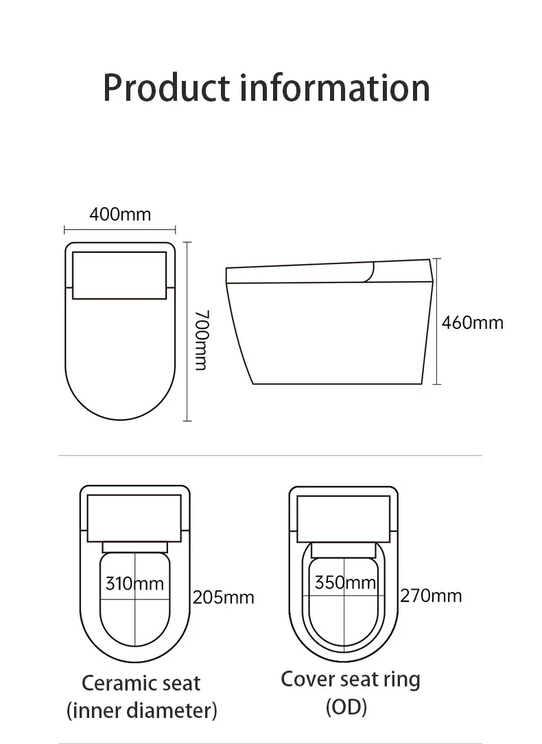 Modern hotel high quality bathroom furniture intelligent toilet induction flush sterilization siphon automatic smart toilet manufacture