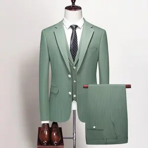 Customized Senior Striped Suit Men's Formal Wedding Groom Business Exquisite Single-breasted High-grade Two-piece Suit
