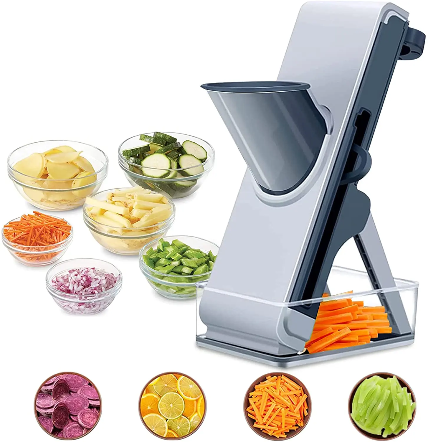 Vegetable Chopper Mandoline Slicer Food Chopper for Kitchen, with 3  Adjustable Thickness Stainless Steel Blades for Vegetable Fruit Meat