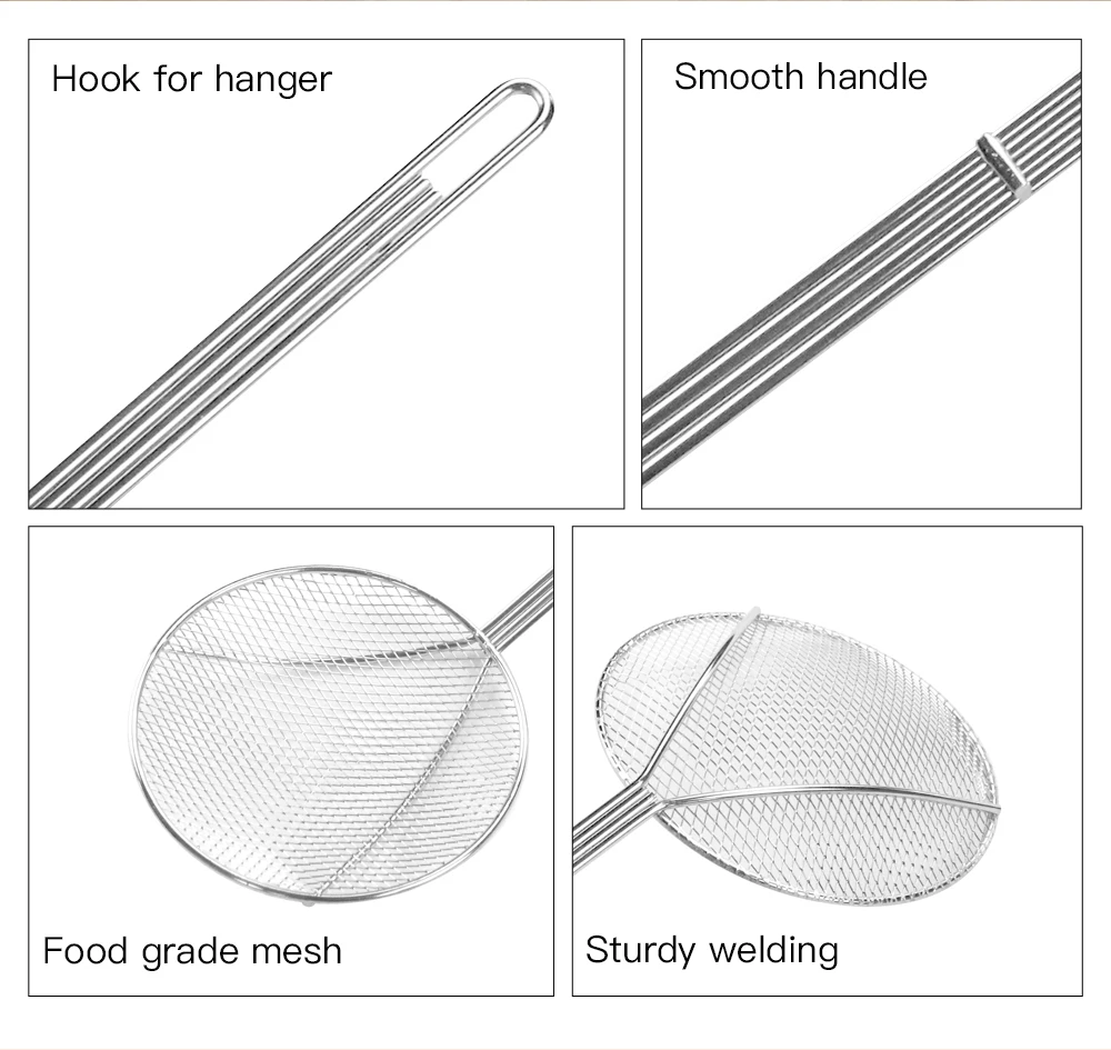 Food Grade Multi Function Round Shape Stainless Steel Skimmer Ladle